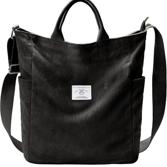 Corduroy Tote Bag Large Shoulder Crossbody Women Travel Work Casual - Picture 1 of 8